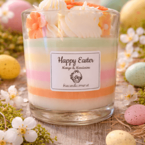 Bunte Osterkerze im Glas