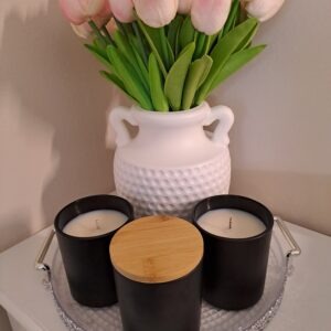 Mattschwarze Dufkerze mit Deckel